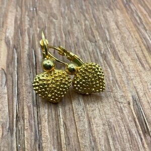 Premier Designs Vintage Gold Tone Dotted Heart Leverback Earrings